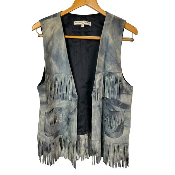 What goes Around Comes Around Goat Leather Fringed Vest Festival Boho Hippie M - Picture 5 of 12